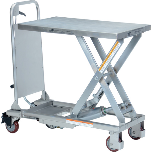 Table &eacute;l&eacute;vatrice hydraulique manuelle &agrave; ciseaux, 27-1/2" lo x 17-5/8" la, Partiellement en acier inoxydable, Capacit&eacute; 400 lb Pathway Supply LP