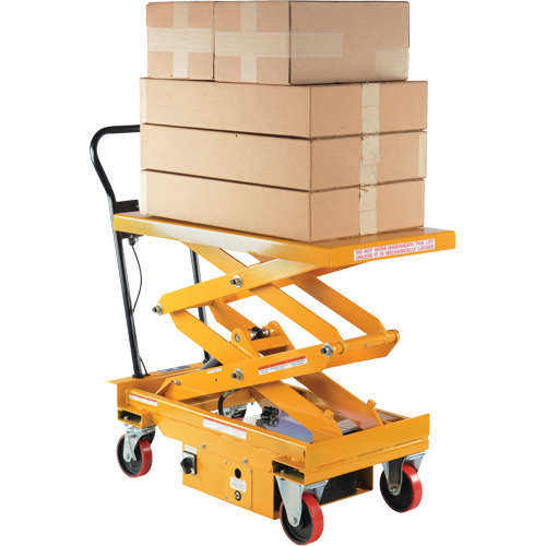 DC Powered Hydraulic Scissor Lift Elevating Cart, Steel, 39-3/4" L x 20-1/2" W, 1000 lbs. Capacity Pathway Supply LP