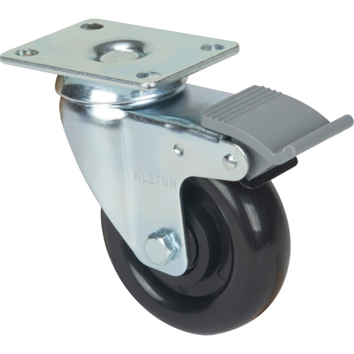 Caster, Swivel with Brake, 4" (101.6 mm), Polyolefin, 250 lbs. (113.4 kg) Pathway Supply LP