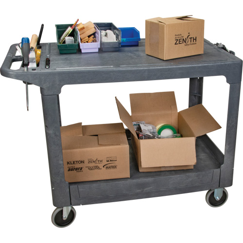 Chariot utilitaire pour l'entretien avec tablette plate, 2 tiers, 25-1/4" x 32-1/4" x 44", Capacit&eacute; 550 lb Pathway Supply LP