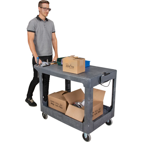 Chariot utilitaire pour l'entretien avec tablette plate, 2 tiers, 25-1/4" x 32-1/4" x 44", Capacit&eacute; 550 lb Pathway Supply LP