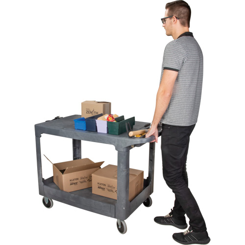 Chariot utilitaire pour l'entretien avec tablette plate, 2 tiers, 25-1/4" x 32-1/4" x 44", Capacit&eacute; 550 lb Pathway Supply LP