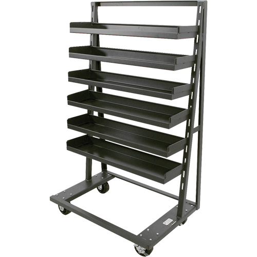 Single-Sided Heavy Duty A-Frame Cart with 6 Lipped Trays, 38" x 25" x 63", 2500 lbs. Capacity Pathway Supply LP