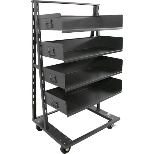 Single-Sided Heavy Duty A-Frame Cart with 4 Large Trays, 38" x 25" x 63", 2500 lbs. Capacity Pathway Supply LP