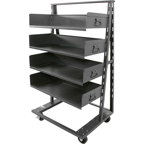 Single-Sided Heavy Duty A-Frame Cart with 4 Large Trays, 38" x 25" x 63", 2500 lbs. Capacity Pathway Supply LP