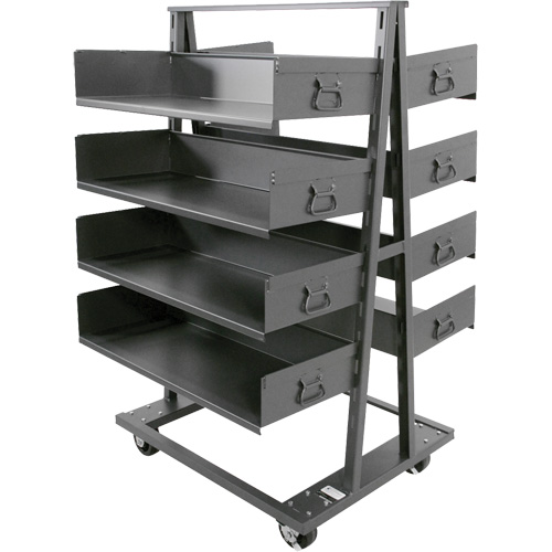 Double-Sided Heavy Duty A-Frame Cart with 8 Large Trays, 38" x 30" x 63", 2500 lbs. Capacity Pathway Supply LP
