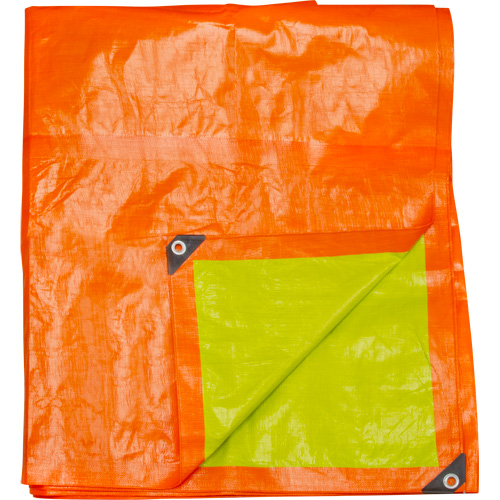 B&acirc;che tiss&eacute;e robuste haute visibilit&eacute;, Poly&eacute;thyl&egrave;ne, Vert/Orange, 16' x 20' x 12 mils Pathway Supply LP