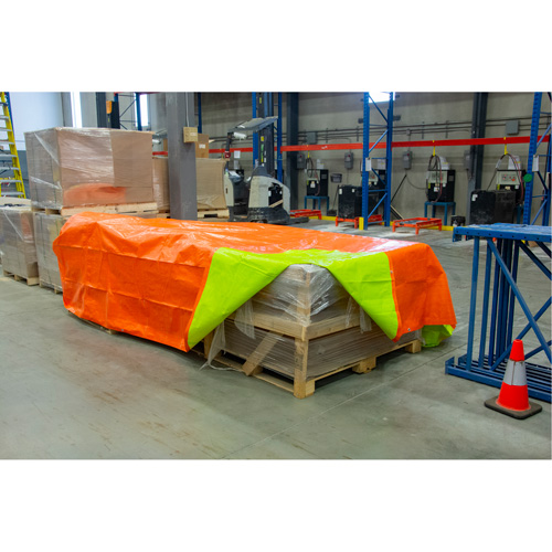 B&acirc;che tiss&eacute;e robuste haute visibilit&eacute;, Poly&eacute;thyl&egrave;ne, Vert/Orange, 16' x 20' x 12 mils Pathway Supply LP