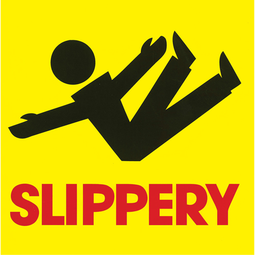 "Slippery" Traffic Cone Message Label, Adhesive, English with Pictogram Pathway Supply LP