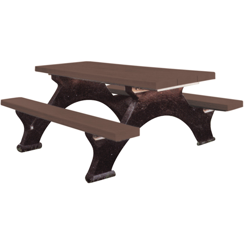Tables de pique-nique en plastique recycl&eacute;, 8' lo x 62-1/4" la, Brun Pathway Supply LP