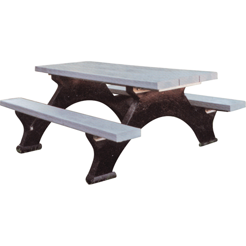 Tables de pique-nique en plastique recycl&eacute;, 8' lo x 62-1/4" la, Gris Pathway Supply LP