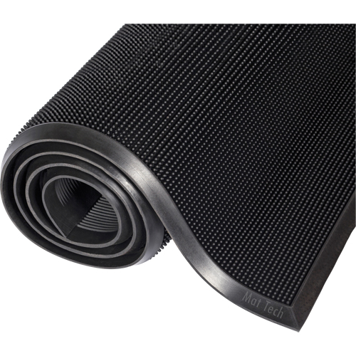 Mat-A-Dor Mat, Rubber, Scraper Type, Finger Tip Style Pattern, 3' x 6', Black Pathway Supply LP