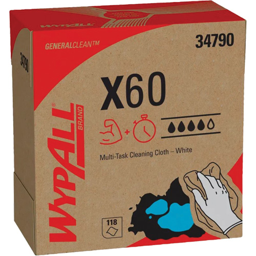 WypAll&reg; X60 Wipers, All-Purpose, 16-3/4" L x 8-3/8" W Pathway Supply LP
