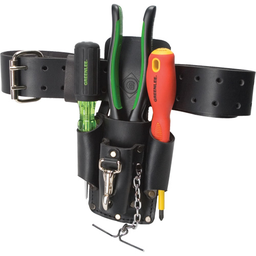 Tool Belt Pouch, Multiple Tool Holder, Leather, 4 Pockets Pathway Supply LP
