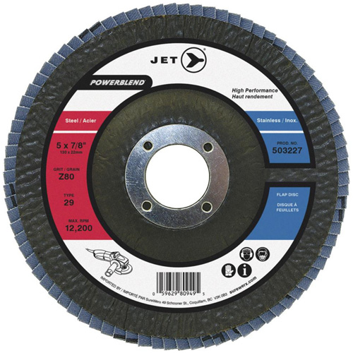 POWERBLEND Flap Disc, 5" x 7/8", Type 29, Z60 Grit, Zirconia Alumina Pathway Supply LP