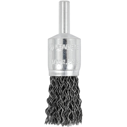 E050-20 Shaft Mounted Crimped End Brush, 1/2", 0.02" Fill, 1/4" Shank Pathway Supply LP