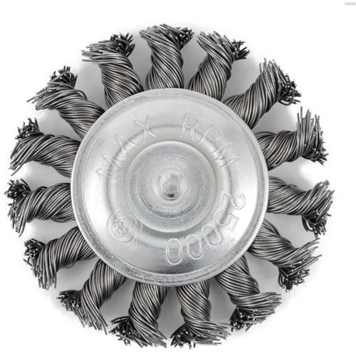 EKR275-20 Shaft-Mounted Knot Twisted Radial Brush, 3", .02" Fill, 1/4" Shank Pathway Supply LP