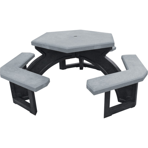 Tables de pique-nique hexagonales en plastique recycl&eacute;, 78" lo x 78" la, Gris Pathway Supply LP