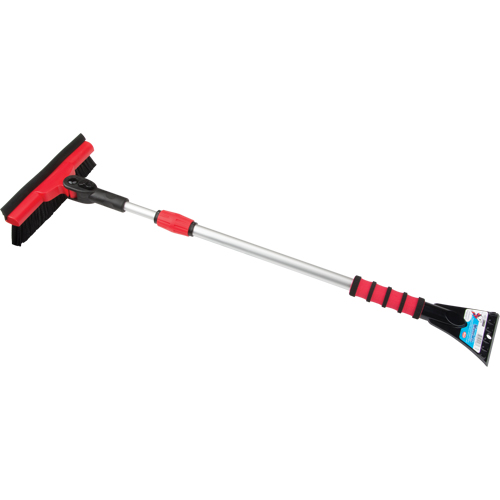 Balai &agrave; neige avec t&ecirc;te pivotante, T&eacute;lescopique, lame , 52" Longueur, Noir/Rouge Pathway Supply LP