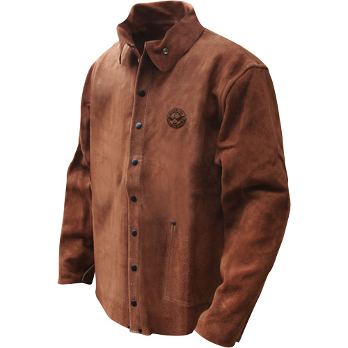 Veste de soudage en cuir fleur de vache refendu Gander Brand, Cuir, Grand, Brun Pathway Supply LP
