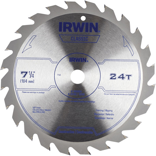 Classic Series Circular Saw Blade, 7-1/4", 24 Teeth, Wood Use Pathway Supply LP
