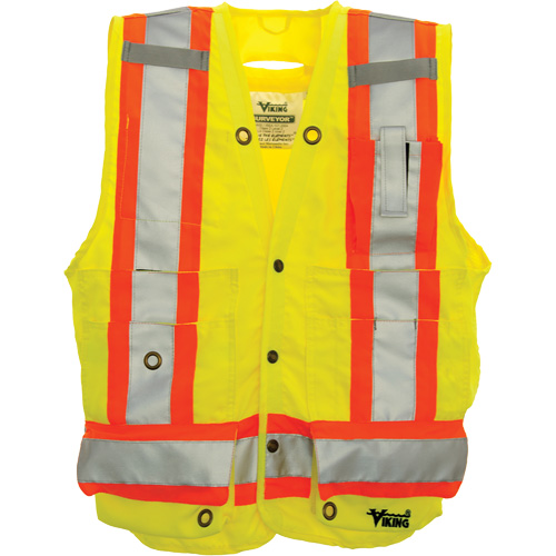 Surveyor Safety Vest, High Visibility Lime-Yellow, Large, Polyester Pathway Supply LP