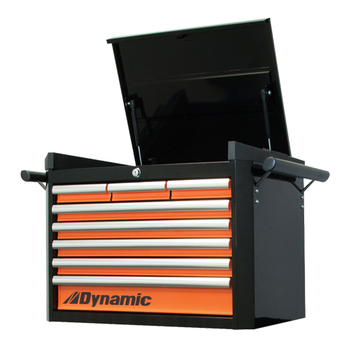 Top Tool Chest, 28" W, 8 Drawers, Black/Orange Pathway Supply LP
