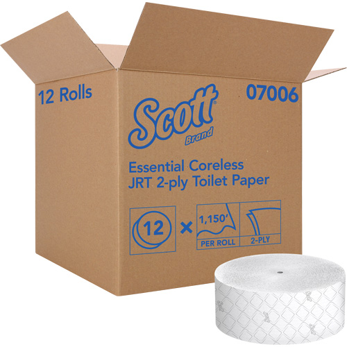 Scott&reg; Essential Toilet Paper, Jumbo/Coreless Roll, 2 Ply, 1150' Length, White Pathway Supply LP