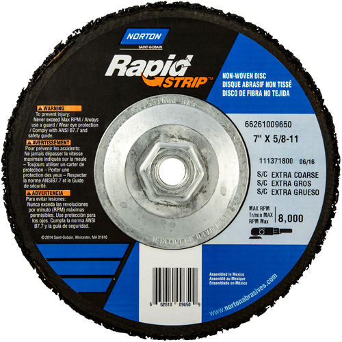 Disques &agrave; moyeu d&eacute;port&eacute; non tiss&eacute;s pour d&eacute;capage rapide Bear-Tex, 7" dia., Grain Extra grossier, Carbure de silicium Pathway Supply LP