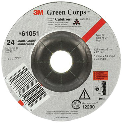 Meule flexible Green Corps, 5" x 1/4", Arbre 7/8", C&eacute;ramique, Type 1 Pathway Supply LP