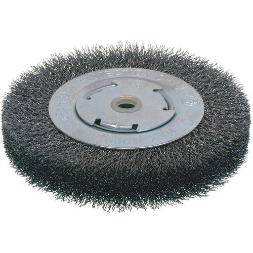 Brosses &eacute;conomiques &agrave; fils cr&ecirc;p&eacute;s - Face large, 6" dia., Fils 0.014, Arbre 2" Pathway Supply LP