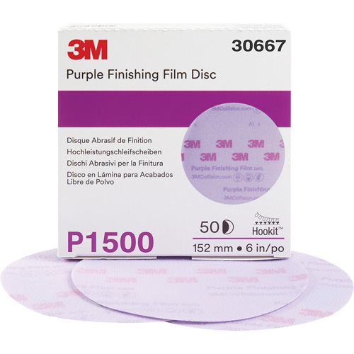 Disque de finition en pellicule violet Hookit, dia 6", Grain P1500, Oxyde d'aluminium Pathway Supply LP