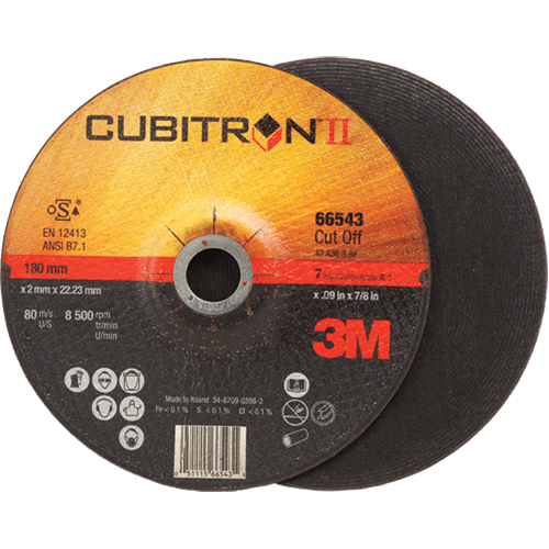 Meules &agrave; tronçonner Cubitron II, 7" x 0,09", Arbre de 7/8", Type 27, C&eacute;ramique, 8500 Tr/min Pathway Supply LP