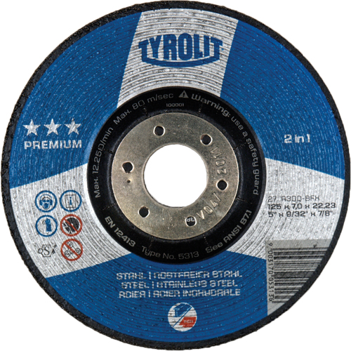 Meule 2-en-1 de premi&egrave;re qualit&eacute;, 4-1/2" x 9/32", Arbre 7/8", Type 27 Pathway Supply LP