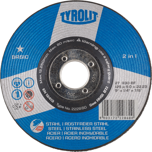 Basic 2-in-1 Grinding Wheel, 4-1/2" x 1/4", 7/8" Arbor, Type 27 Pathway Supply LP