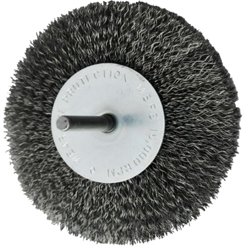 Circular Crimped Wire End Brushes, 4", 0.008" Fill, 1/4" Shank Pathway Supply LP