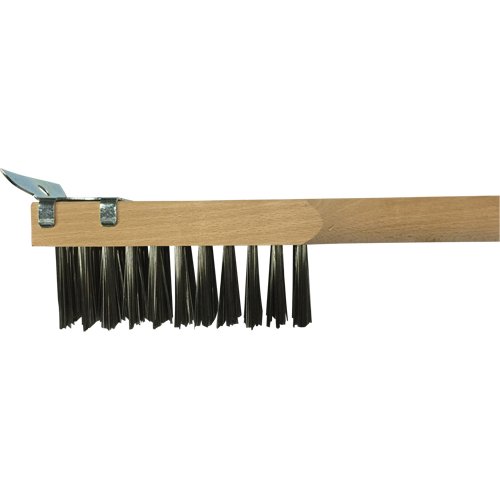 Brosse de nettoyage avec racloir, Acier inoxydable, 3 x 10 rangs de fils, Longueur 20" Pathway Supply LP