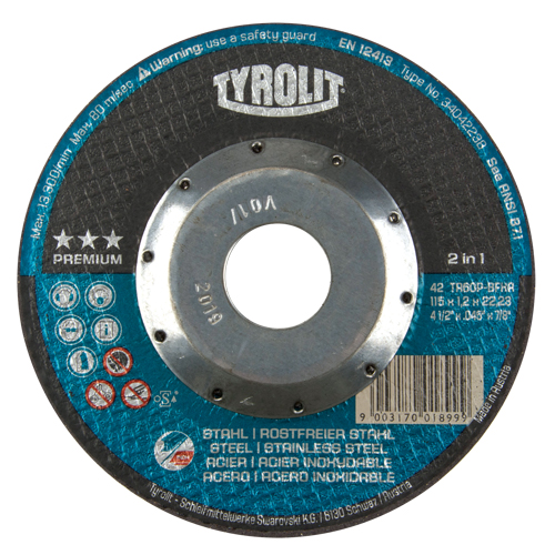 Meule &agrave; tronçonner 2-en-1 de premi&egrave;re qualit&eacute; Thincut, 4-1/2" x 0,045", Arbre de 7/8", Type 27, Oxyde d'aluminium, 13 300 Tr/min Pathway Supply LP