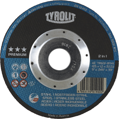 Meule &agrave; tronçonner 2-en-1 de premi&egrave;re qualit&eacute; Thincut, 4-1/2" x 0,045", Arbre de 7/8", Type 27, Oxyde d'aluminium, 13 300 Tr/min Pathway Supply LP