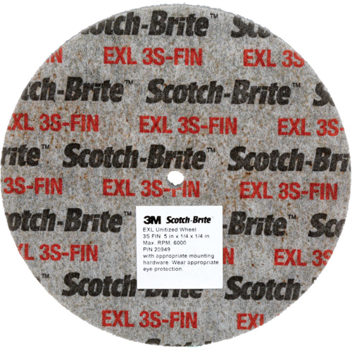 Meule unitaris&eacute;e EXL Scotch-Brite, 5" x 1/4", Arbre de 1/4", Grain de Fin, Carbure de silicium Pathway Supply LP
