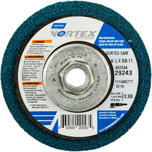 Vortex Rapid Blend Non-Woven Depressed Center Abrasive Disc, 4-1/2" Dia., 100-120 Grit, Aluminum Oxide Pathway Supply LP