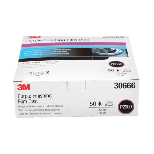 Hookit Finishing Film Disc, 6" Dia., P2000 Grit, Aluminum Oxide, Film Pathway Supply LP