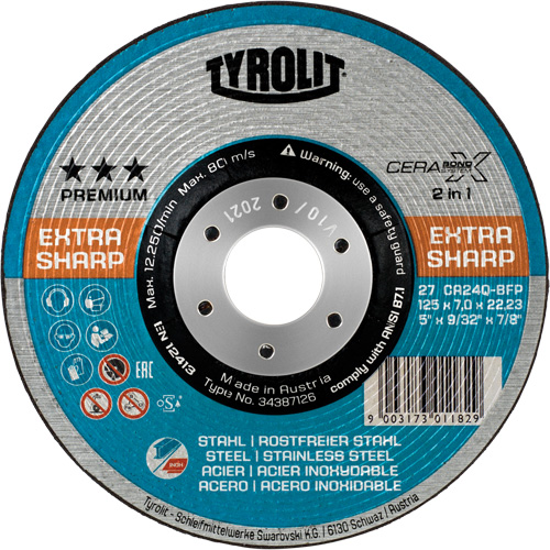 Cerabond X Grinding Wheel, 5" x 9/32", 7/8" Arbor, Ceramic, Type 27 Pathway Supply LP