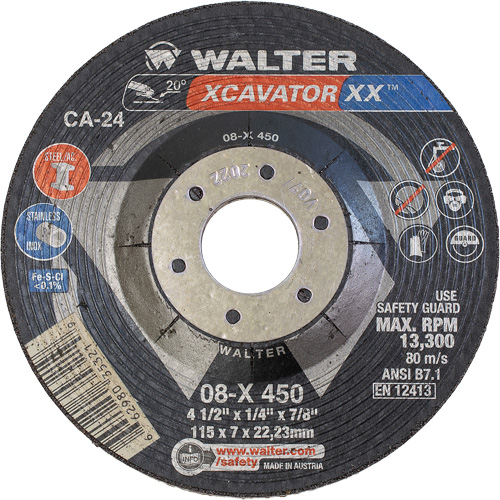 Xcavator XX Grinding Wheel, 4-1/2" x 1/4", 7/8" Arbor, Ceramic, Type 27 Pathway Supply LP