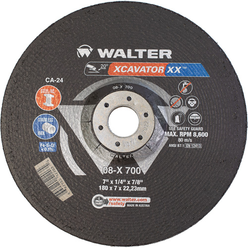 Meule Xcavator XX, 7" x 1/4", Arbre 7/8", C&eacute;ramique, Type 27 Pathway Supply LP