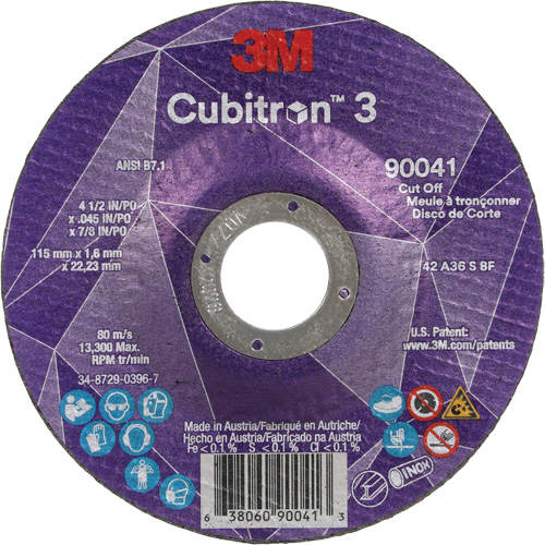 Cubitron 3 Cut-Off Wheel, 4-1/2" x 0.045", 7/8" Arbor, Type T27, Ceramic, 13300 RPM Pathway Supply LP