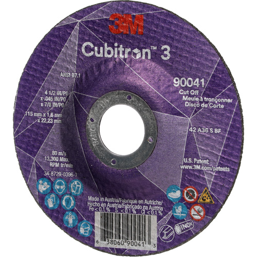 Cubitron 3 Cut-Off Wheel, 4-1/2" x 0.045", 7/8" Arbor, Type T27, Ceramic, 13300 RPM Pathway Supply LP