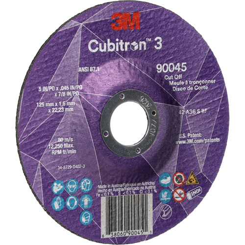 Meule &agrave; tronçonner Cubitron 3, 5" x 0,045", Arbre de 7/8", Type T27, C&eacute;ramique, 12250 Tr/min Pathway Supply LP