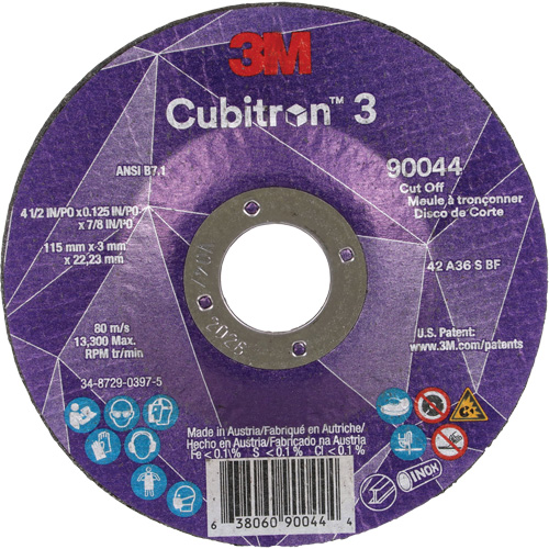 Cubitron 3 Cut-Off Wheel, 4-1/2" x 1/8", 7/8" Arbor, Type T27, Ceramic, 13300 RPM Pathway Supply LP