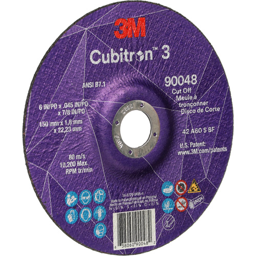 Cubitron 3 Cut-Off Wheel, 6" x 0.045", 7/8" Arbor, Type T27, Ceramic, 10200 RPM Pathway Supply LP